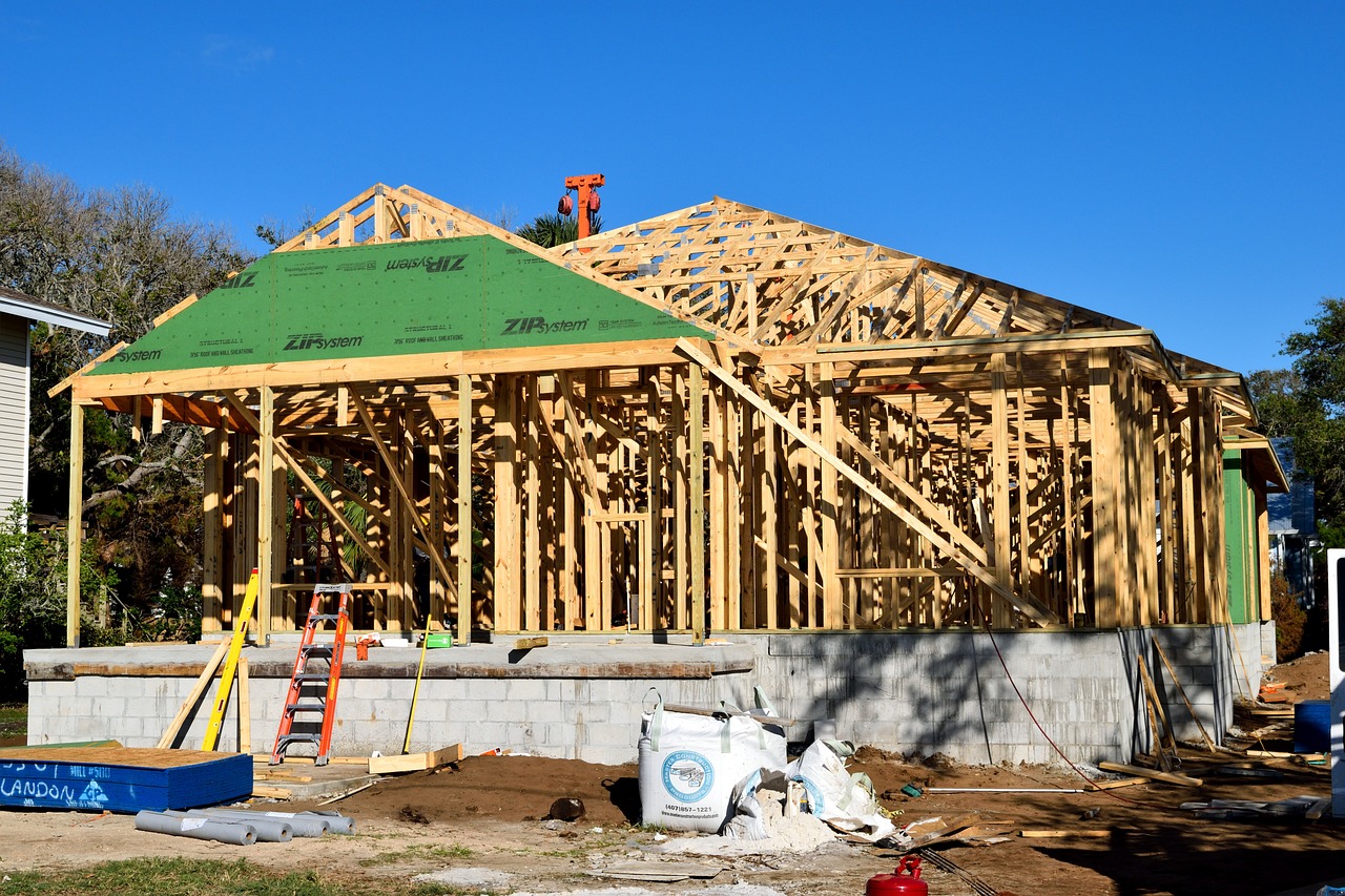 Capture A commercial building being framed